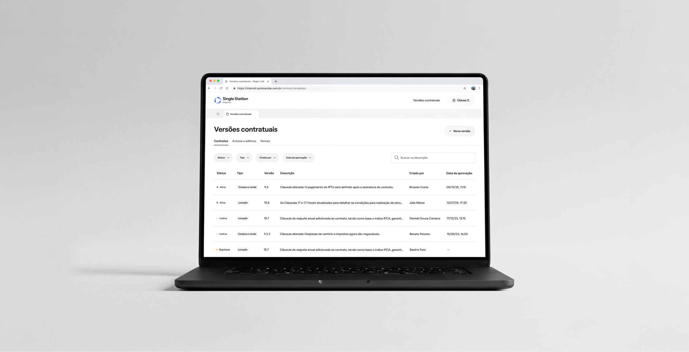 Contract Template Management screenshot