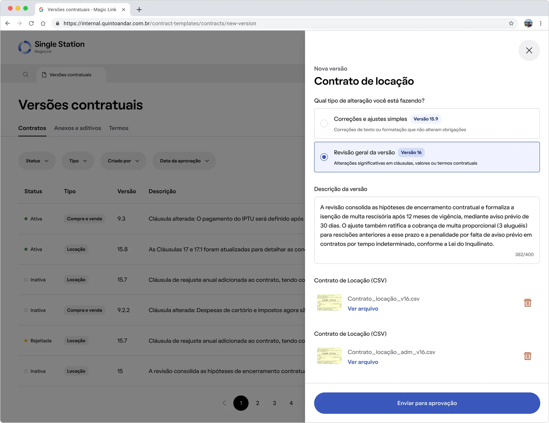 Creating a new contract template version