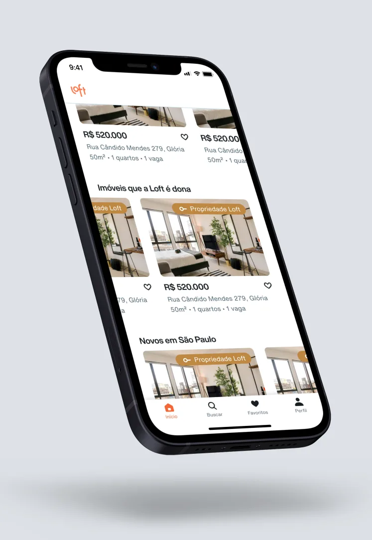 Home Feed screen with personalized property recommendation lists